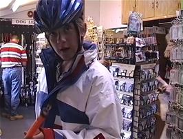 Gavin finds a tube that makes interesting sounds in The Ropemakers Visitor Shop
